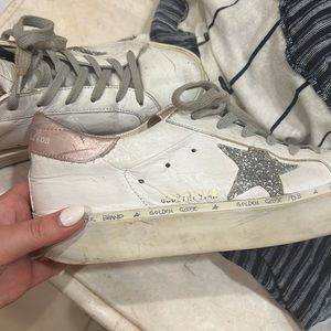 Hi Star Sneaker in White  & Pink with glitter star